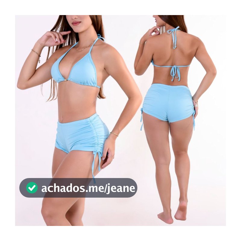 Conjunto Bíquini Com Bojo Sunkini Piscina Short com Ajustes nas Laterais Amarrar Forrado Moda Praia