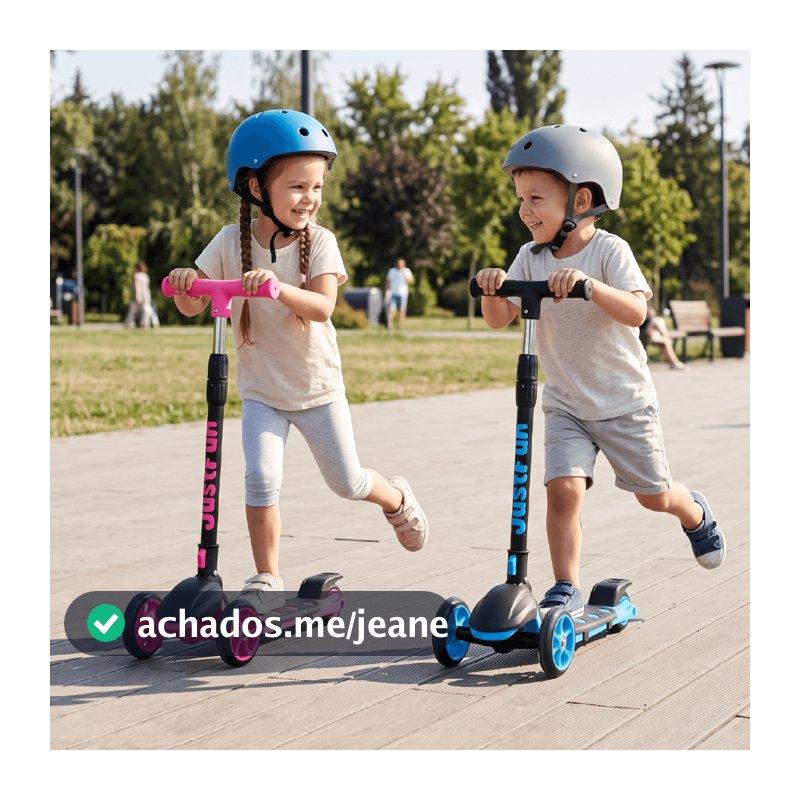 Patinete Infantil Radical 3 Rodas Dobrável Portátil Altura Ajustável Freio Traseiro Suporta 40kg Azul Rosa