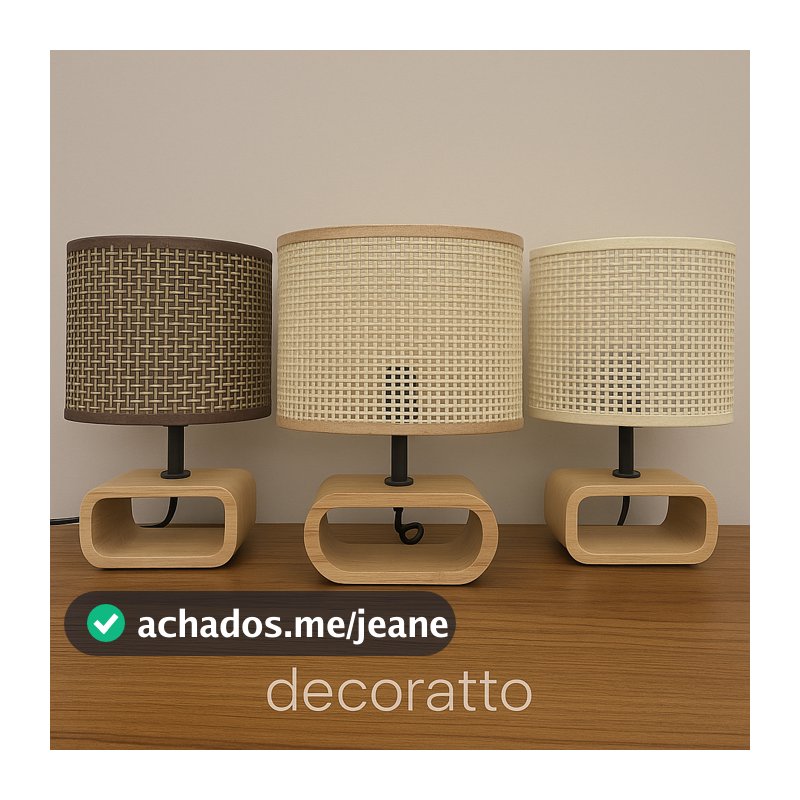 Abajur Luminária Bivolt Oval com Base Madeira - Cabeceira Cama Mesa Moderno Minimalista Quarto Sala