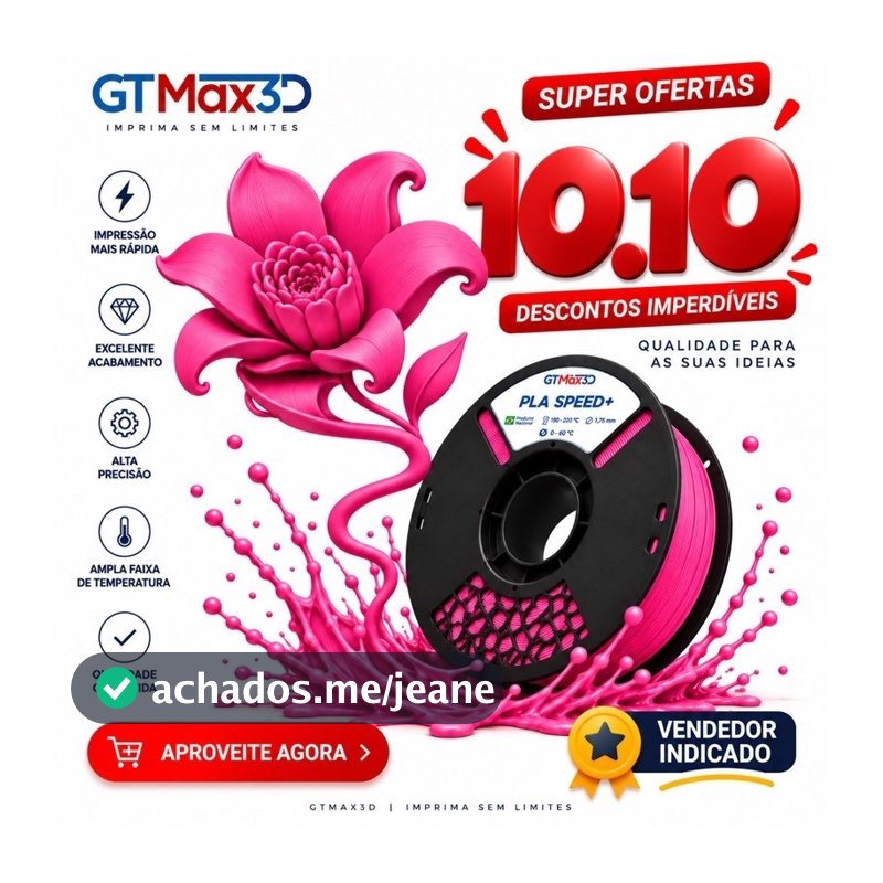 Filamento PLA Pink Rosa Chiclete GTMax 1kg 1,75mm para Impressora 3D Bambu Lab e Outras
