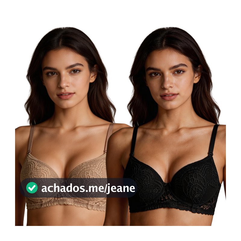 Kit 2 Sutiã Feminino Com Bojo De Renda Alças Reguláveis Com Aro Lingerie Básico Casual Adulto