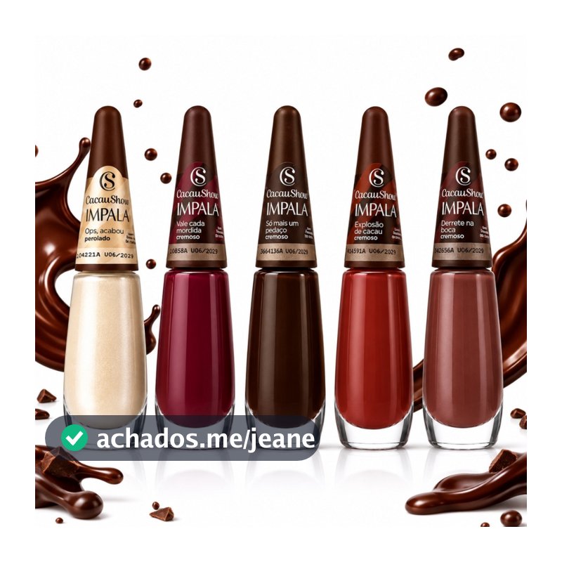 Kit 5 Esmalte Impala Coleção Cacau Show 5 cores - Lançamento