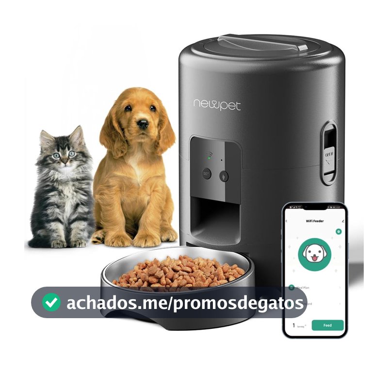 Alimentador Pet Gato Cão Automático WiFi Smart Dispensador de Ração Automático,Comedouro para Caes (2L)