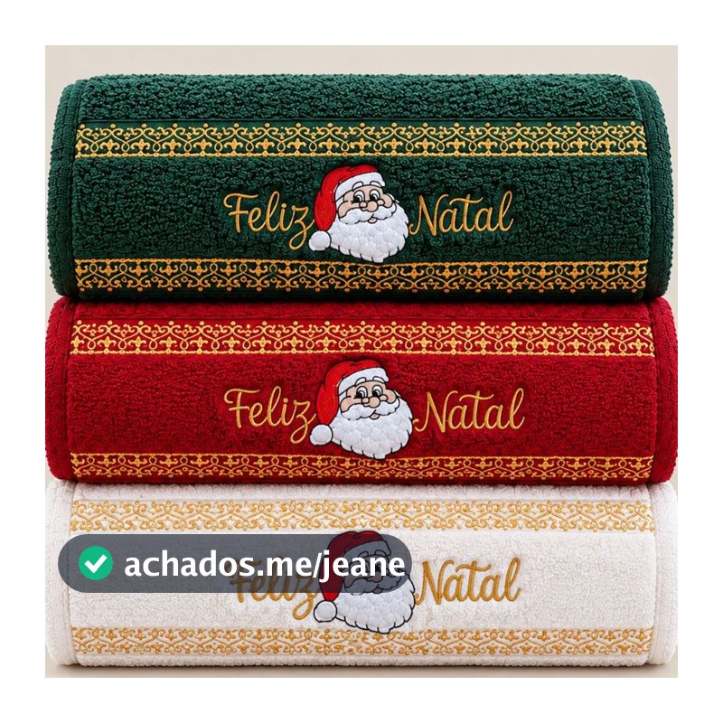 Toalha de Rosto Appel Papai Noel Natal Bordada Original Macia Luxo