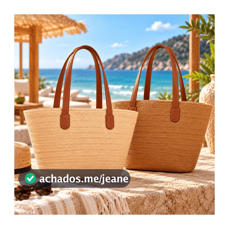 Bolsa Palha Praia Feminina Grande Verão Piscina Sacola Luxo Ziper Reforçada Tecido Ombro Bolsa De Praia Piscina Verão
