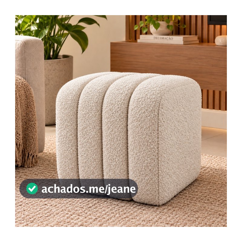 Puff Banco Bouclê 50x45x40 Confortável Em Espuma Ótima Qualidade Ideal Loja Sala