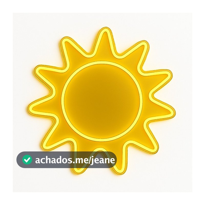 Painel Neon Sol De Madeira Com Iluminação Led Decorativa Sol De Mdf Com Luz Led Decorativa Amarelo.