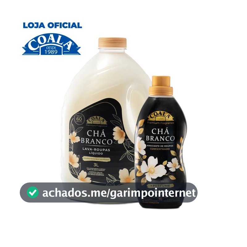 Kit Coala Laundry Chá Branco - 1 lava Roupas 3L +1 Amaciante1L
