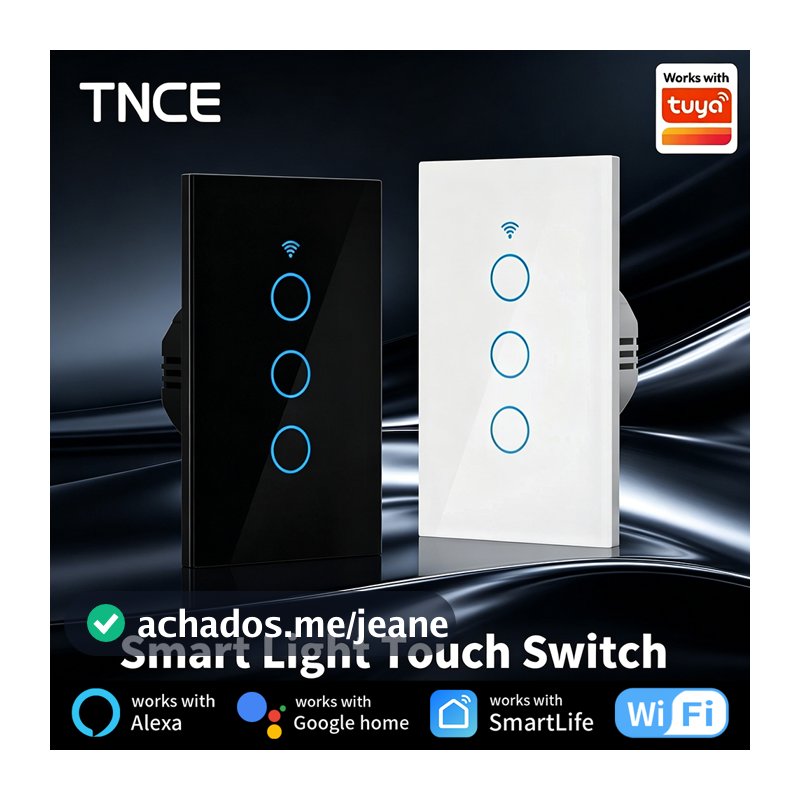 TNCE Para Interruptor de Parede Inteligente Tuya Wifi 1/2/3/4 Gang Touch Sensor Interruptores de Luz LED Sem Neutro/Fio