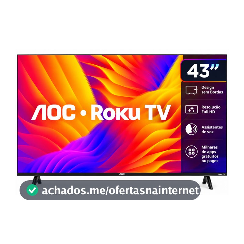 Smart TV AOC 43" Full HD LED Roku Wi-Fi USB HDMI 43S5155/78G