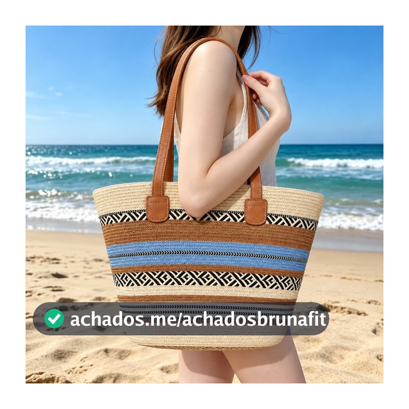 Bolsa de ombro feminina grande capacidade, bolsa de tecido, bolsa de praia para férias à beira-mar