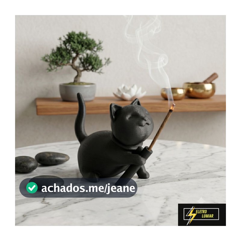 Incensário Gatinho Decorativo Porta Incenso Minimalista Moderno Relaxante