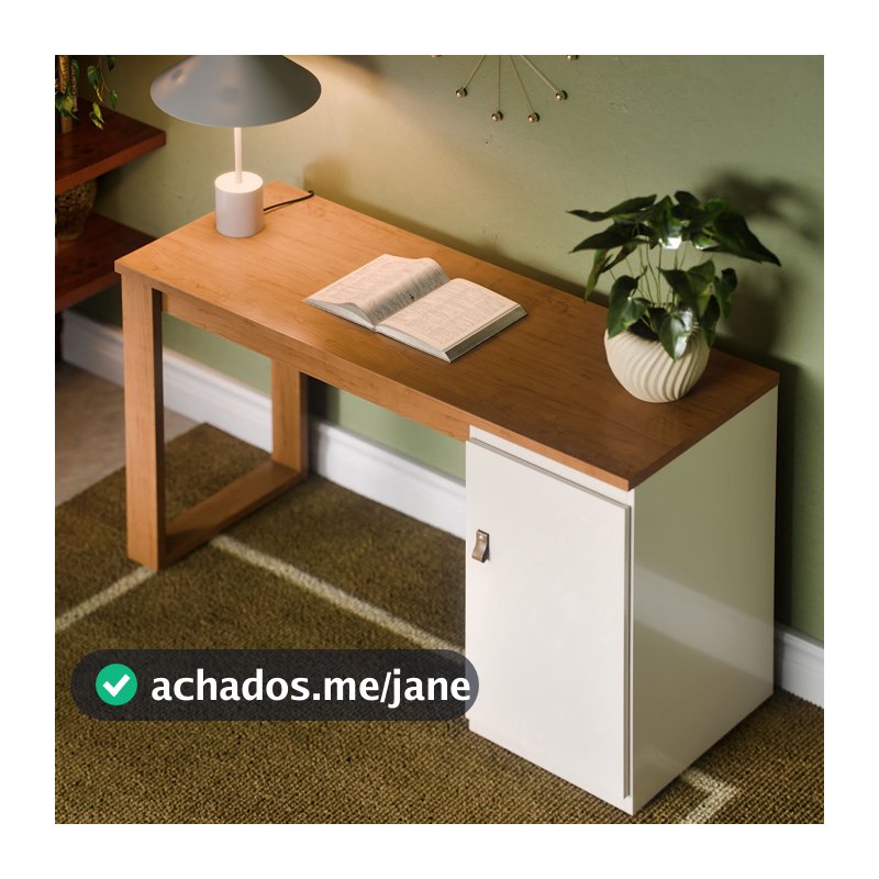 Escrivaninha Home Office Escritório 115 cm Paris Mesa Para PC Notebook Computador Com Porta E Puxador De Couro