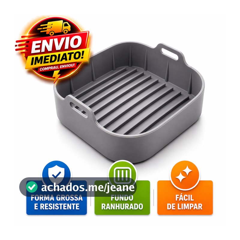 Forma de Silicone Para Air Fryer Quadrada Grossa Resistente 20x20 Antiaderente Silicone Premium