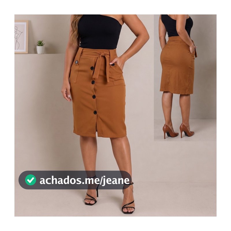 Saia Moda Evangélica Evasê Feminino Cintura Alta Bengaline
