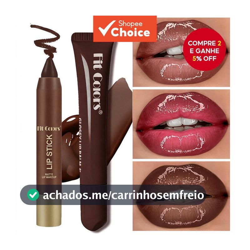Conjunto De Delineador Labial E Óleo Fit Colors Brown Matte-Kit De Maquiagem Natural Nude Plumping