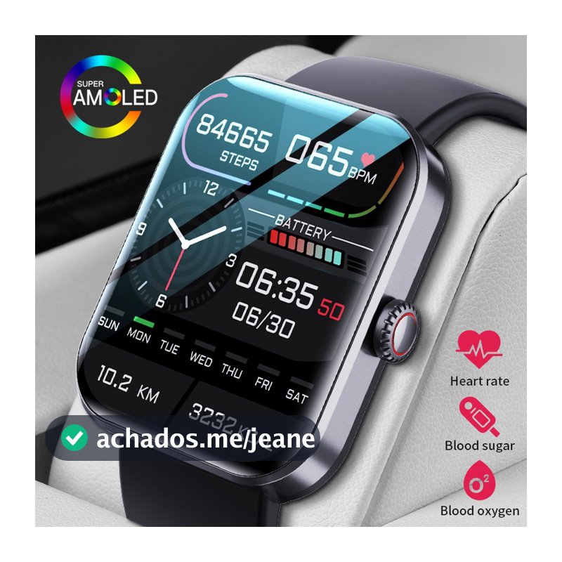FILIEKEU Smartchwatch Glicemia Pressão Arterial Monitoramento Esportes Fitness Relógio inteligente
