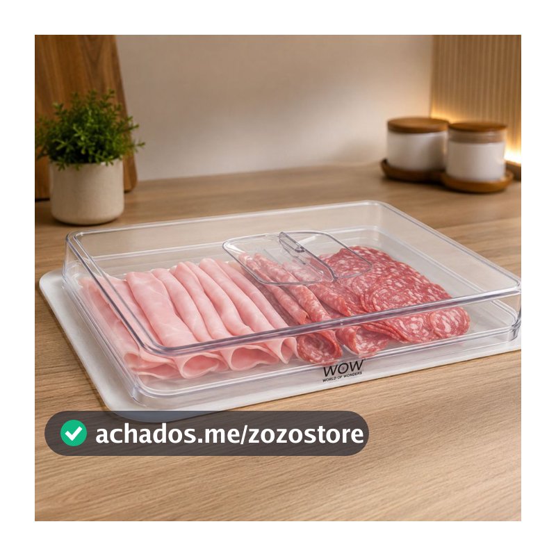 Pote Porta Frios Presunto Queijo Acrílico Branco