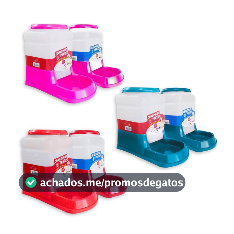 Kit Bebedouro Comedouro Automatico Cachorro Gato Prático 3 Litros