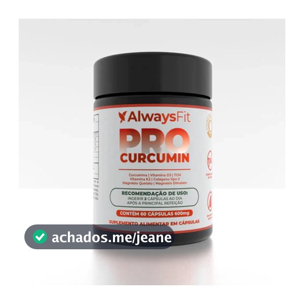 ProCurcumin C3 Complex® AlwaysFit  | Curcumina + Vitamina D3 + K2 + Magnésio + Colágeno Tipo 2 + TCM | 60 Cápsulas