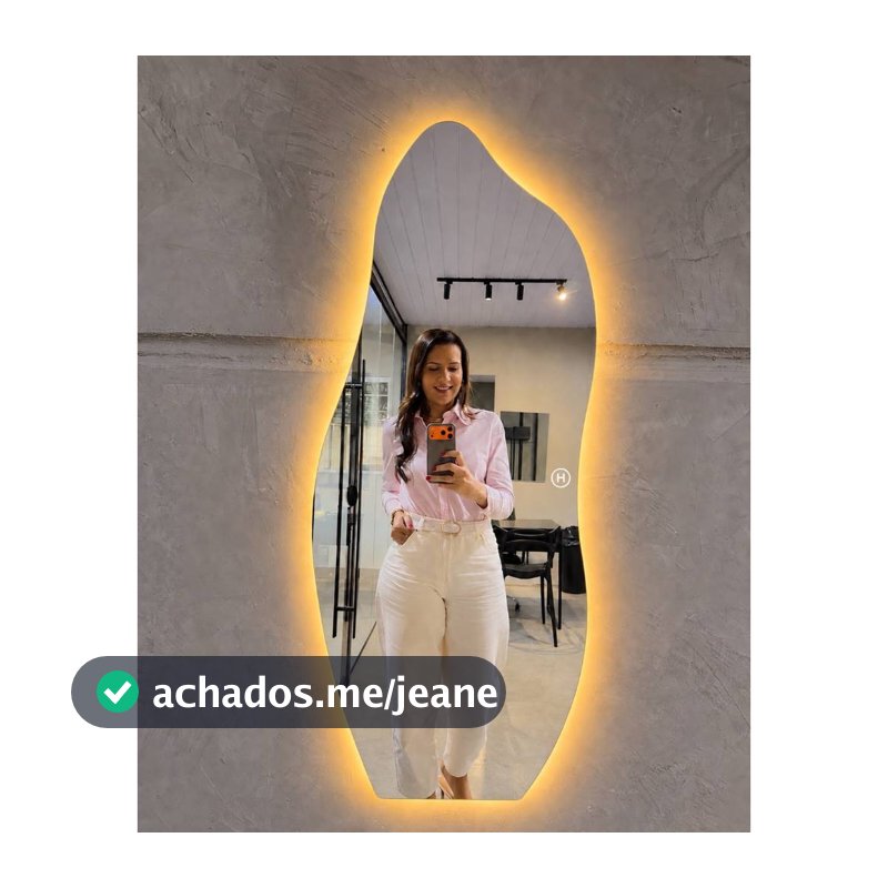 Espelho Orgânico Flame 120X50cm e 95x40cm Lapidado Moderno Grande Form C/ SUPORTE ou LED TOUCH (FORM SUPORTE) OU LED