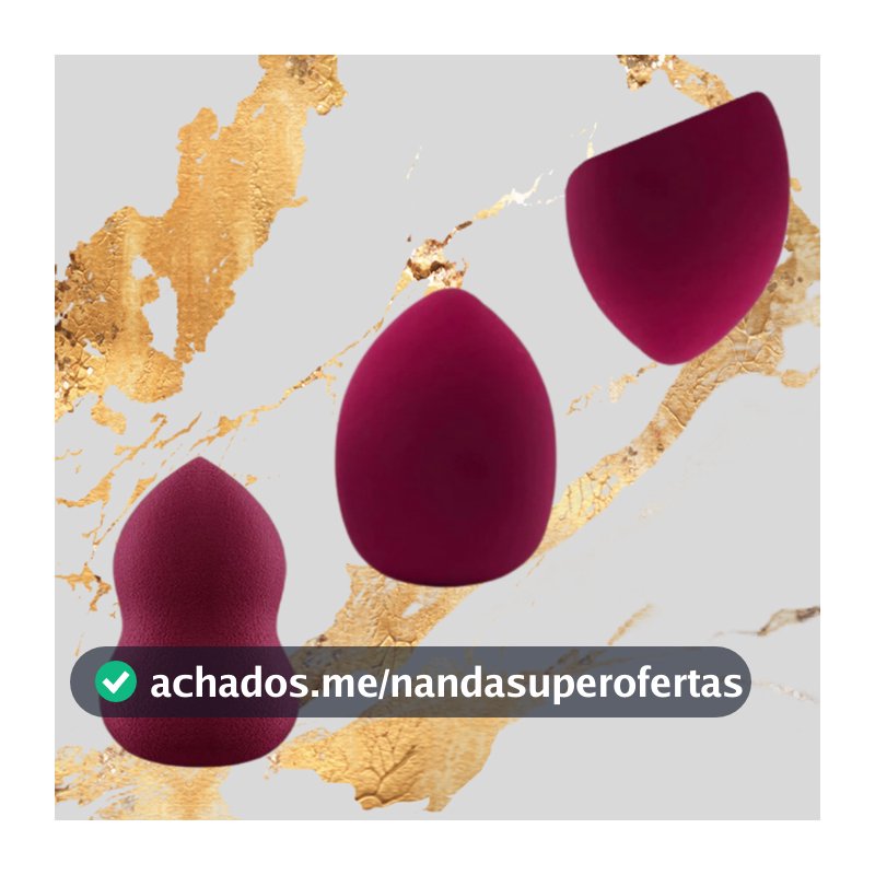 Kit Com 3 Esponjas Maquiagem Roxa Chanfrada Blender E Gota 365-053-123