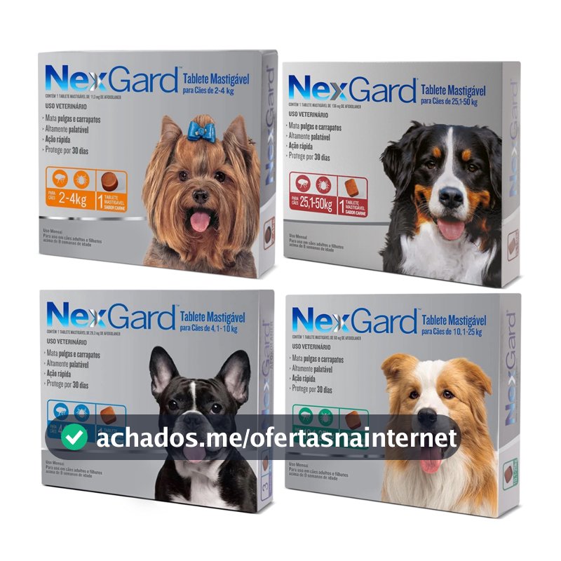 Nexgard de 2kg a 50kg 1 Tablete Antipulgas e Carrapatos Para Cachorro