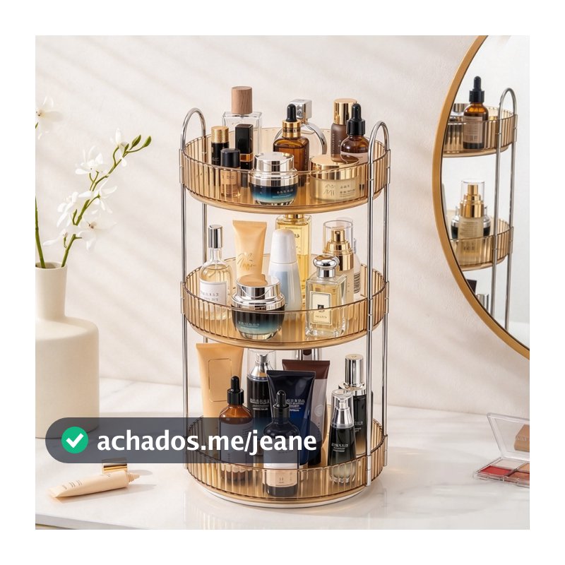 Organizador de Maquiagem Giratório 360° – Suporte Multiuso 2 ou 3 Andares para Cosméticos e Perfumes
