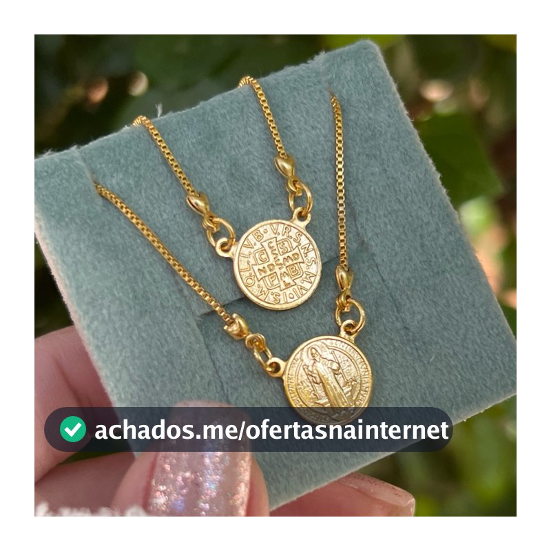 Escapulário Medalha de São Bento Folheado a Ouro 18k