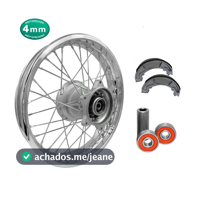Roda Aro Jante Calha Folha Traseira Raiada Cromado 4mm Bros 125 150 160 + Lona/Rolamento/Espaçador