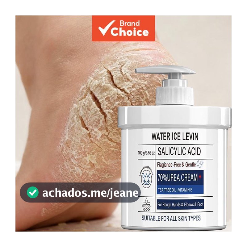 Creme Hidratante LEVIN Urea 100g com Ácido Salicílico, Óleo de Melaleuca, Vitamina E – Para Mãos Ásperas, Cotovelos e