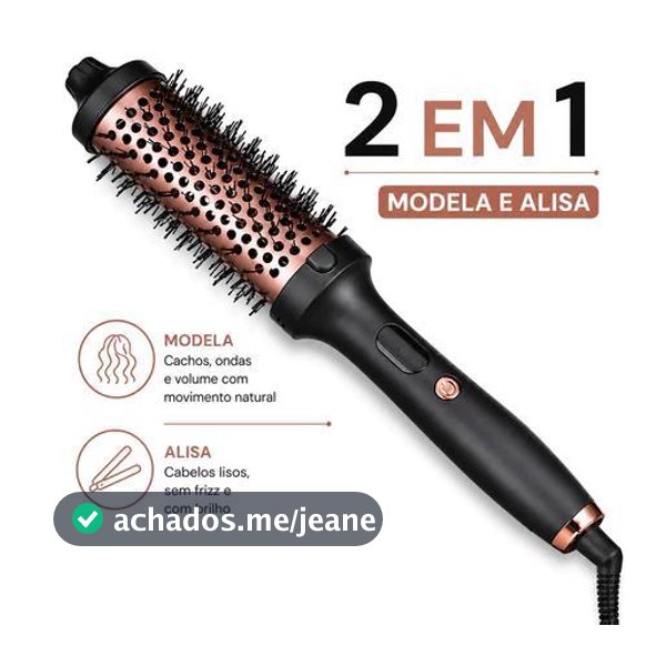 Escova Modeladora de Cabelo 2 em 1 | Alisador e Modelador com Íons Negativos
