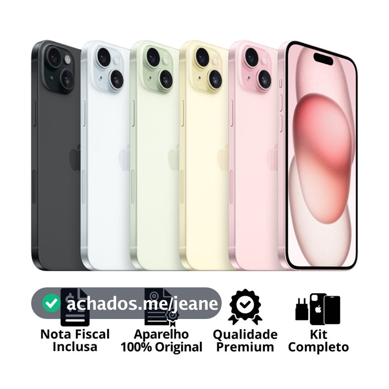 Celular iPhone 15 Plus (128GB) 100% Original Apple Seminovo Vitrine Bateria 85% a 100% NF Carregador Película Capinha