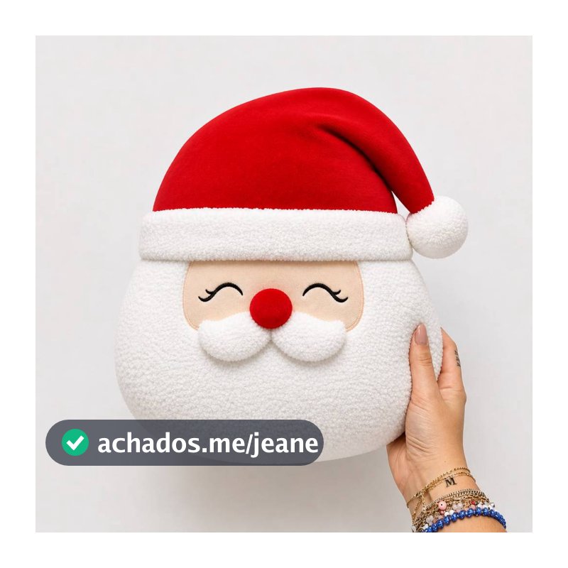 Almofada de Natal Pelúcia Papai Noel 30cm  Enfeite Decorativo Fofinho