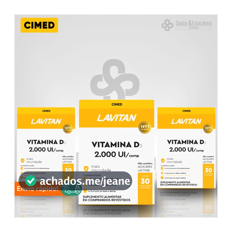 Lavitan Vitamina D 3 2000UI 30 Comprimidos Revestidos Colecalciferol Adulto Idoso Sem Açúcar Lactose