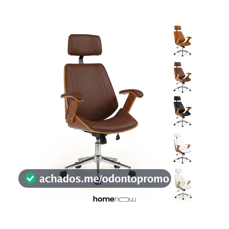 Cadeira de Escritório Ergonômica Giratória Moderna Alta Presidente Lisboa Branca / Preta / Marrom