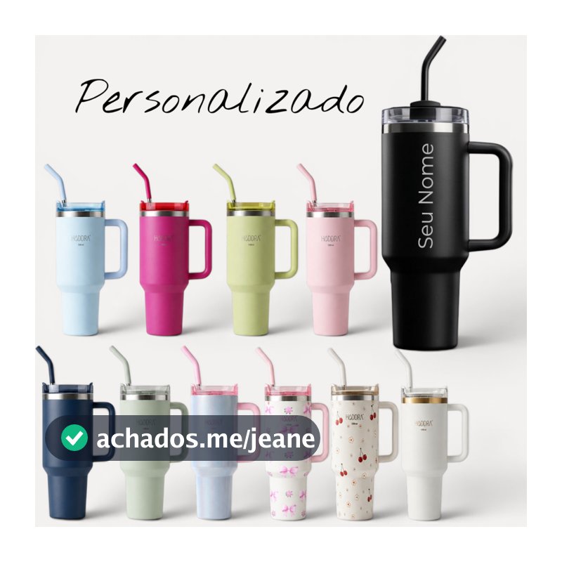 Copo Térmico Personalizada Com Seu Nome 1200ml/1.2L Garrafa Térmica Inoxidável e Canudo Inox