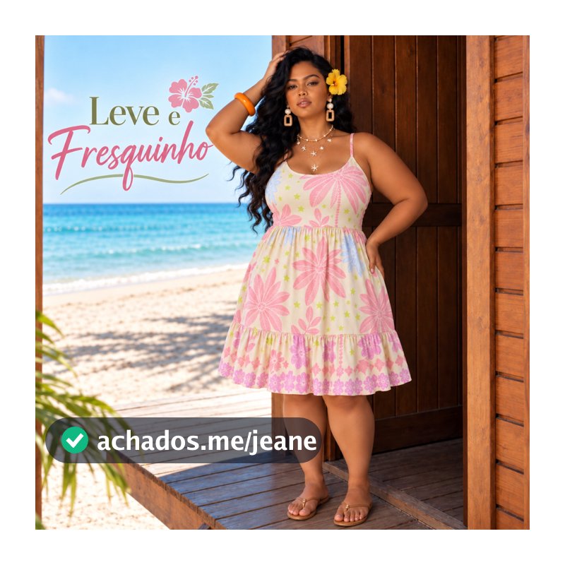 Vestido Plus Size De Alcinha Verão Soltinho Leve Fresquinho Seca Rápido Não Amassa Para Praia Férias Viagem