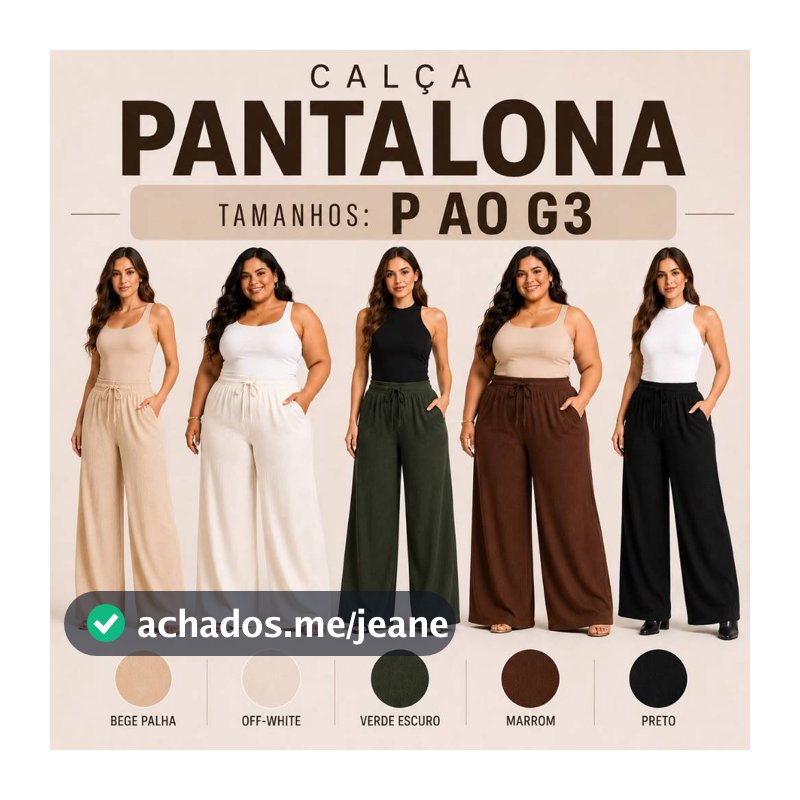 Calça Pantalona Feminina Cintura Alta Confortável Wide Leg Flare com bolso Soltinha Elegante Plus Size Canelada Anarruga
