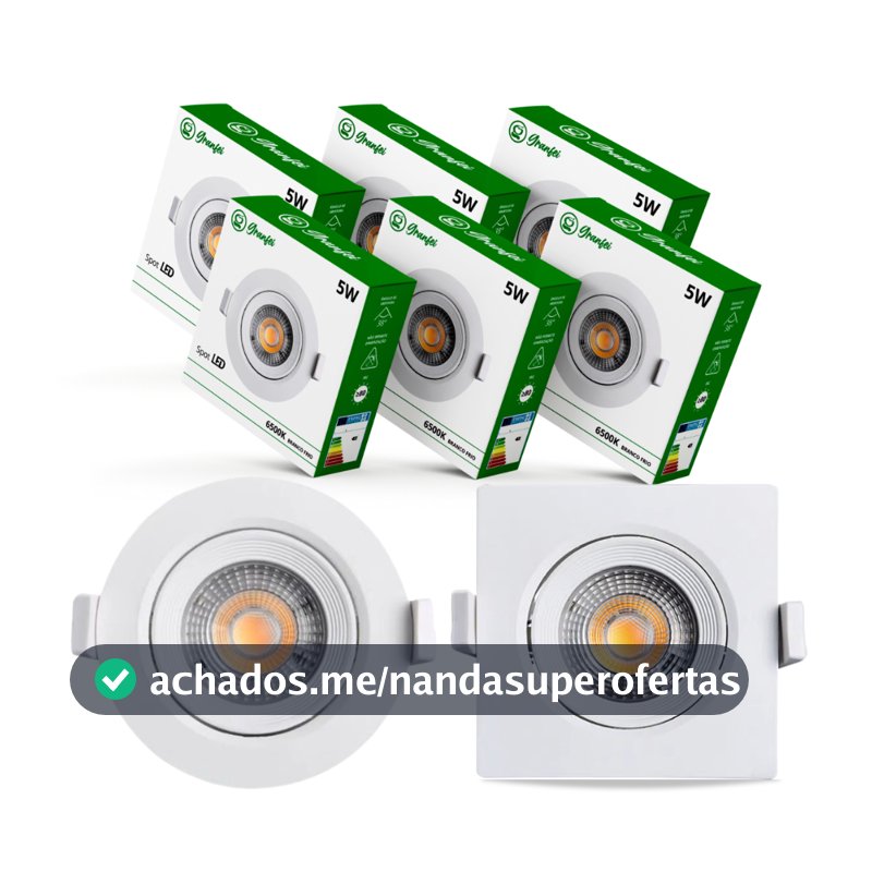 KIT10 Luminárias Spot Led 5w Branco Embutir Direcionável Teto 6500K 3000K UNIFY