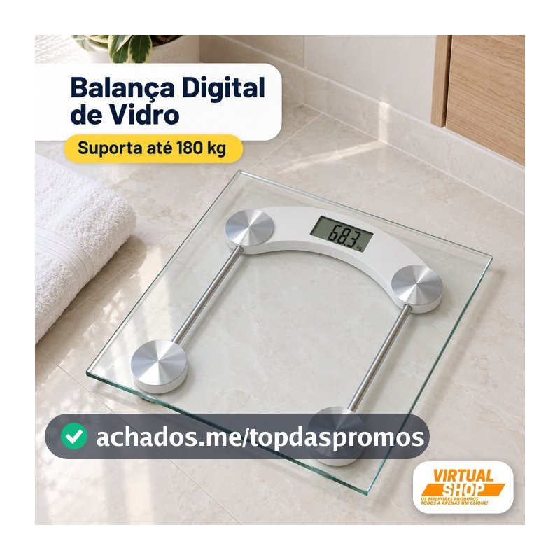 Balança Corporal Digital Banheiro Academia Crossfit Casa Suporta 180kg Vidro
