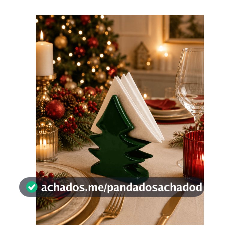 Porta Guardanapo Árvore de Natal / Pinheiro Natalino Decoração Criativa Mesa Posta Natalina Cerâmica Scalla 2a