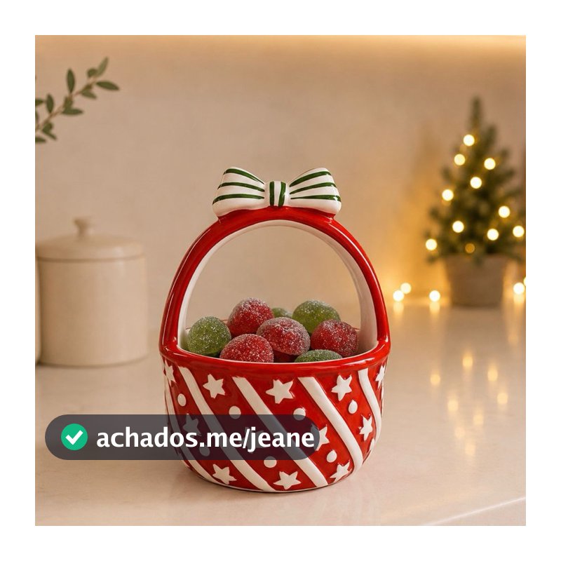 Bowl | Cestinha Natal De Porcelana Baleiro/Pote de Natal Decoração Natalina