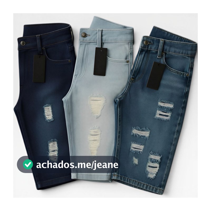 KIT 2 ou 3 Bermudas Jeans Masculina Rasgada Shorts Casual Moda Jogador Verão Confortável Premium Qualidade Gold