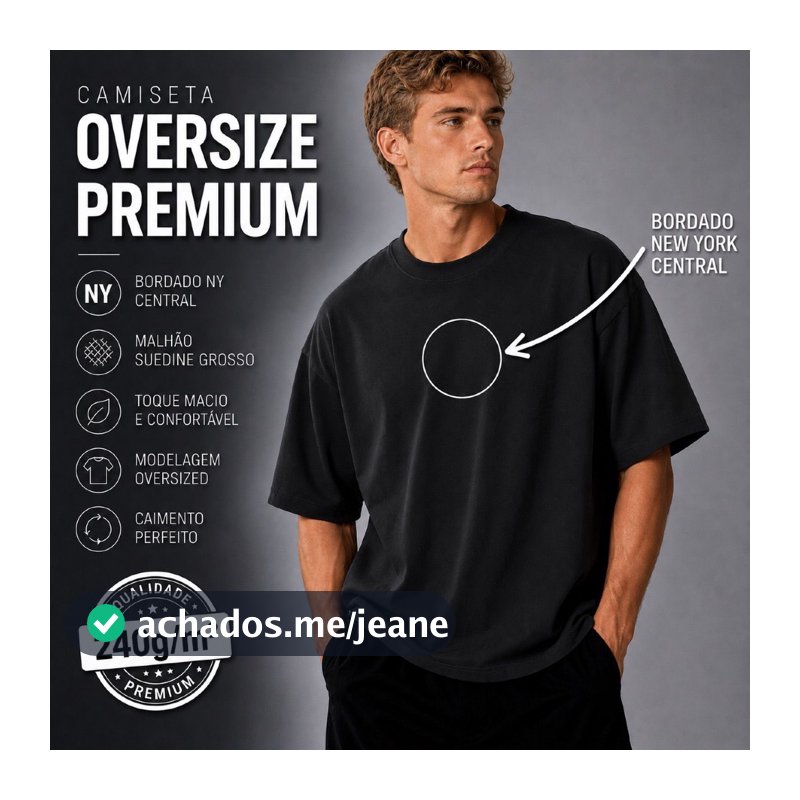 Camiseta Oversized New York Bordado Malha Grossa e Confortável