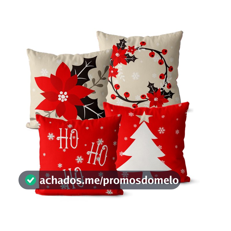 Kit 4 Capas De Almofadas Para O Natal 45x45 - Diversas Estampas de Natal