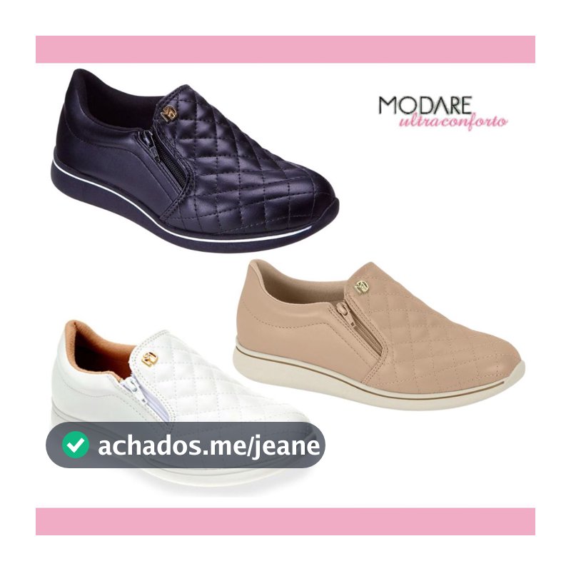 Tênis Modare Feminino Confortavel Idosa Leve Antiderrapante Palmilha Macia Zíper Original