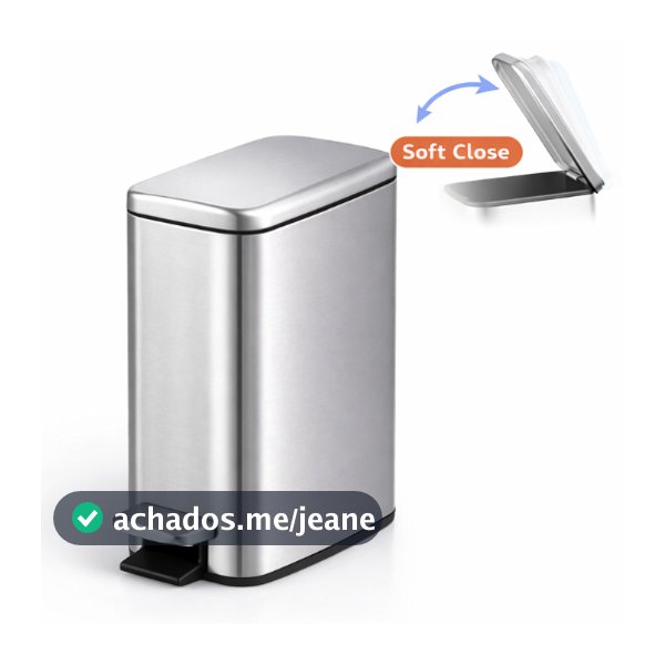 Lixeira Inox Línea 5L Com Pedal e Balde Removível Para Banheiro e Escritório Powermaid