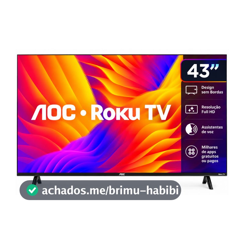 Smart TV AOC 43" Full HD LED Roku Wi-Fi USB HDMI 43S5155/78G