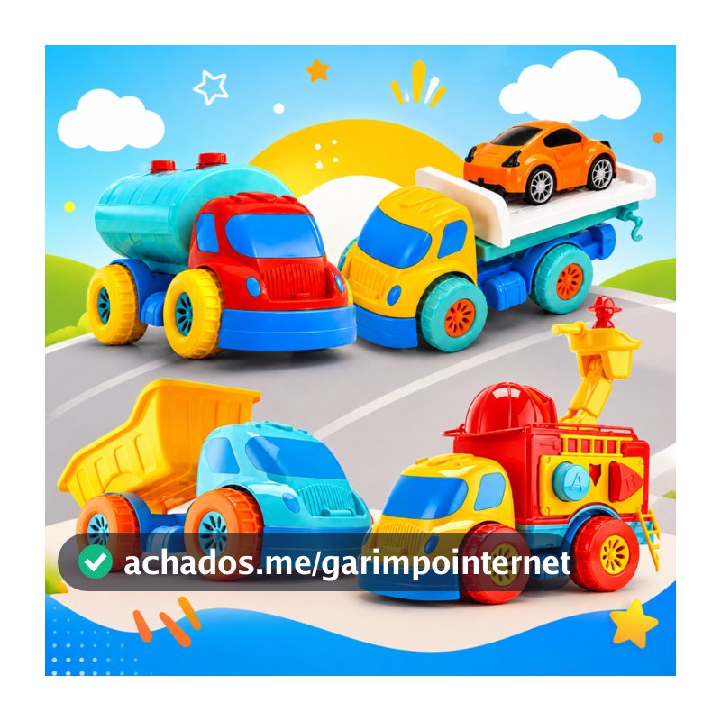 Brinquedo Caminhão Thunder Trucks Grandes Bombeiro/Guincho/Basculante/Tanque Para Bebes 12 Meses